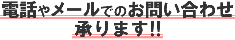 電話やメールでのお問い合わせ承ります!