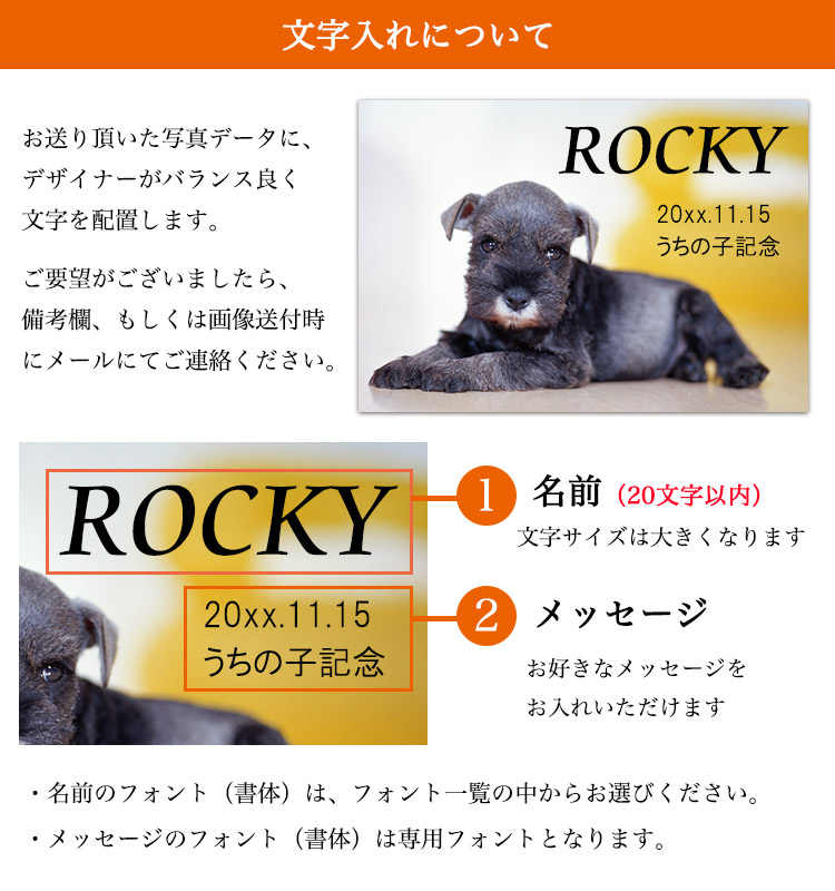 文字入れについて