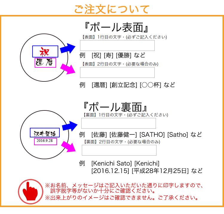 ゴルフボールのプリント例