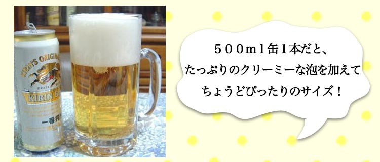 500ml缶1本だとクリーミーな泡を加えてちょうどぴったりのサイズ