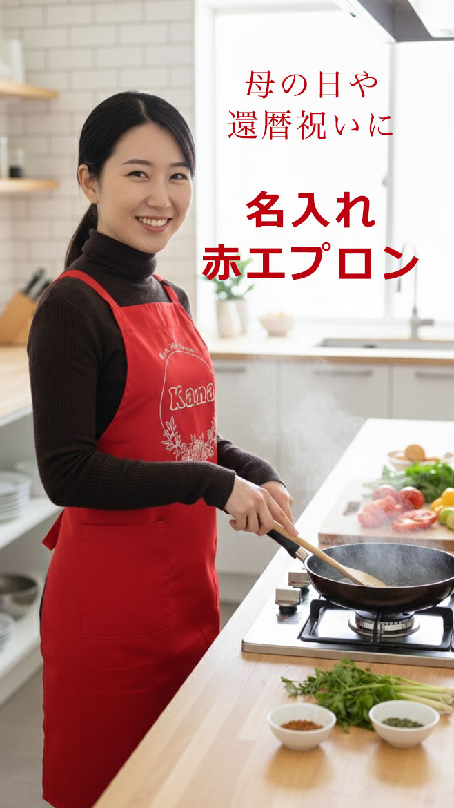 名入れ 赤エプロン