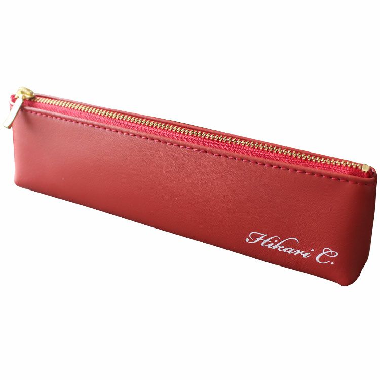 名前入り本革ペンケース（赤）